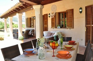 Outdoor dining - SON RUBI Finca for 7 in Selva with Pool (Selva)