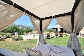 Terrace/patio - SON RUBI Finca for 7 in Selva with Pool (Selva)