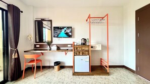 Double Room, 1 King Bed, Balcony, Pool View | Television