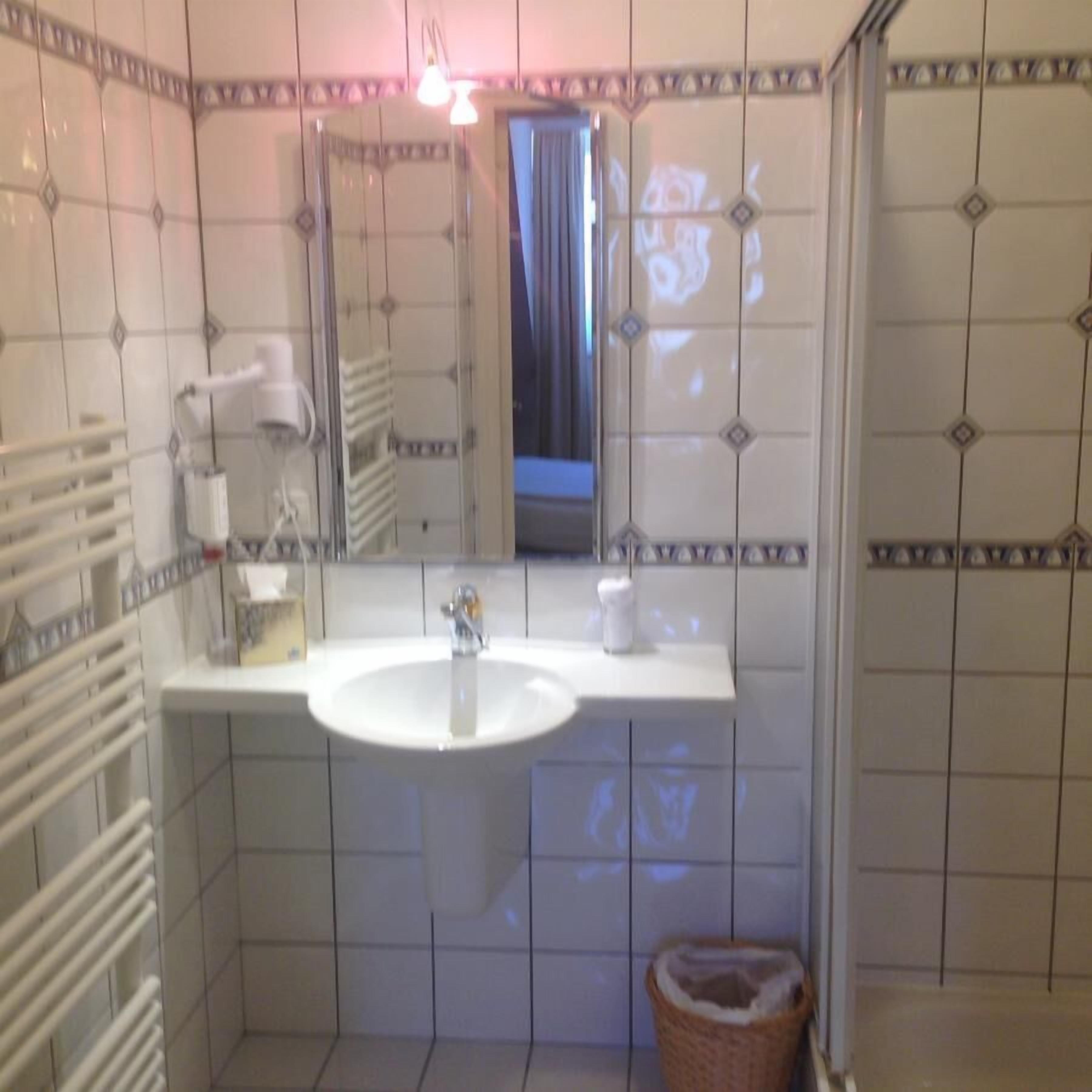 hair dryer, towels, toilet paper