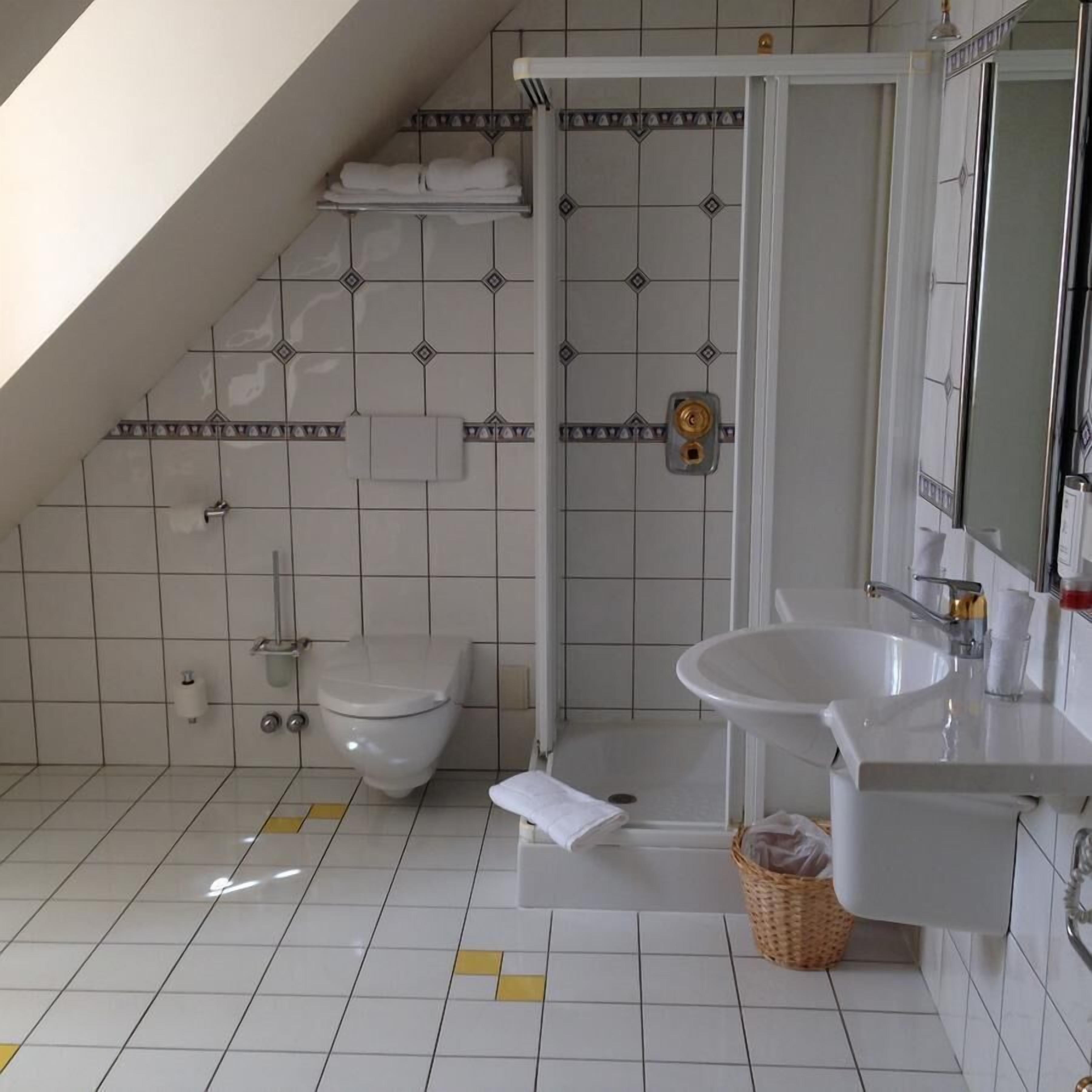 hair dryer, towels, toilet paper