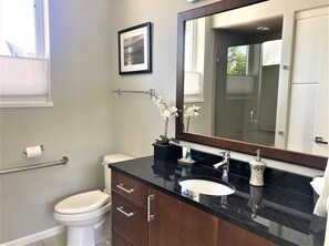 Bathtub, hair dryer, towels