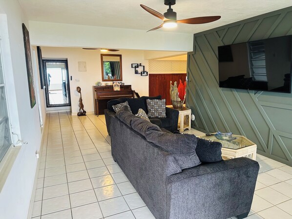 Una Smart TV, videojuegos, libros, una biblioteca de música