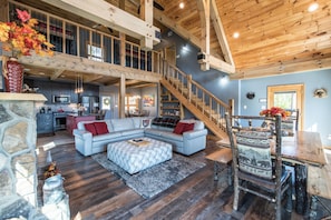 Smart TV, fireplace, video games, DVD player