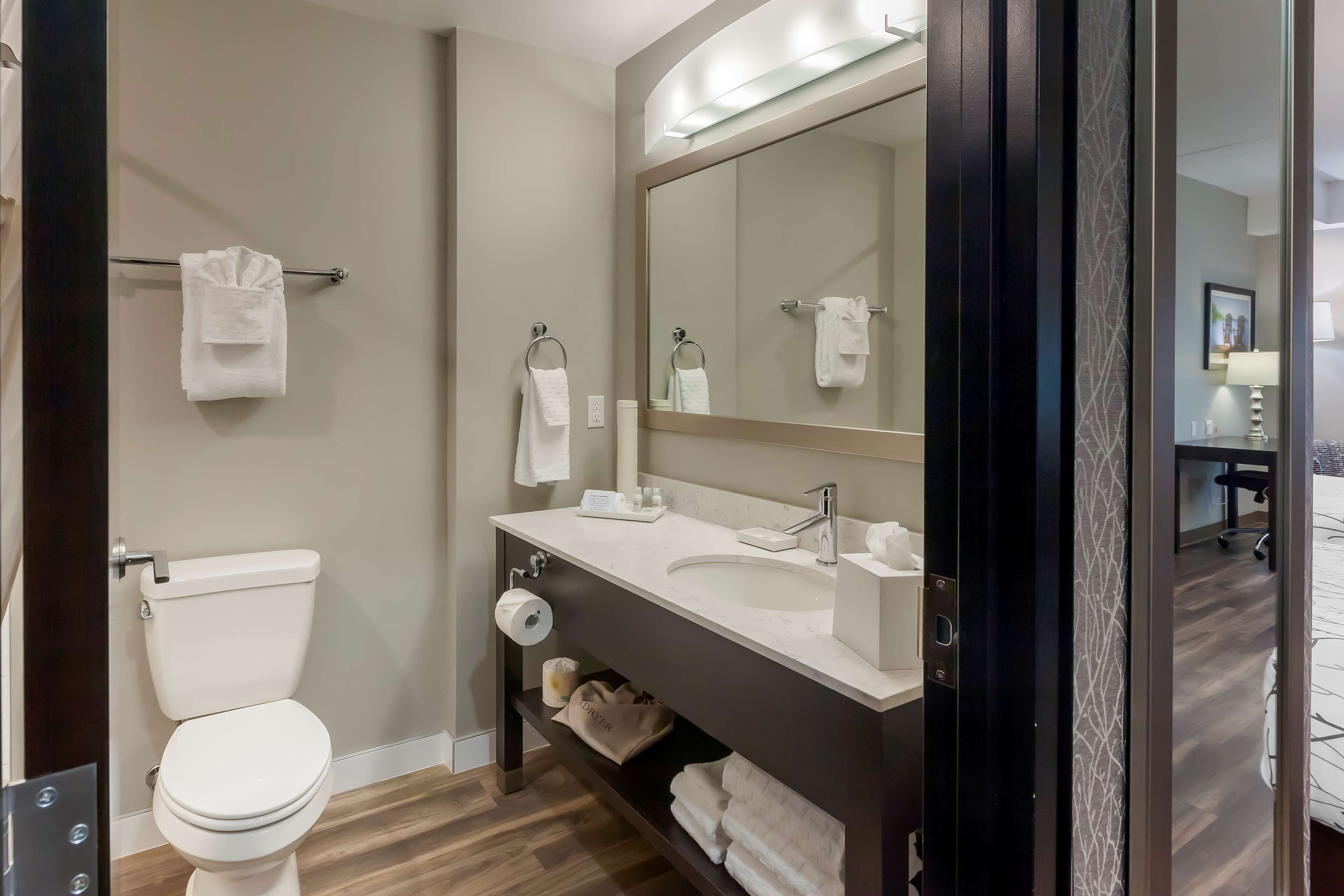 free toiletries, hair dryer, bathrobes, towels