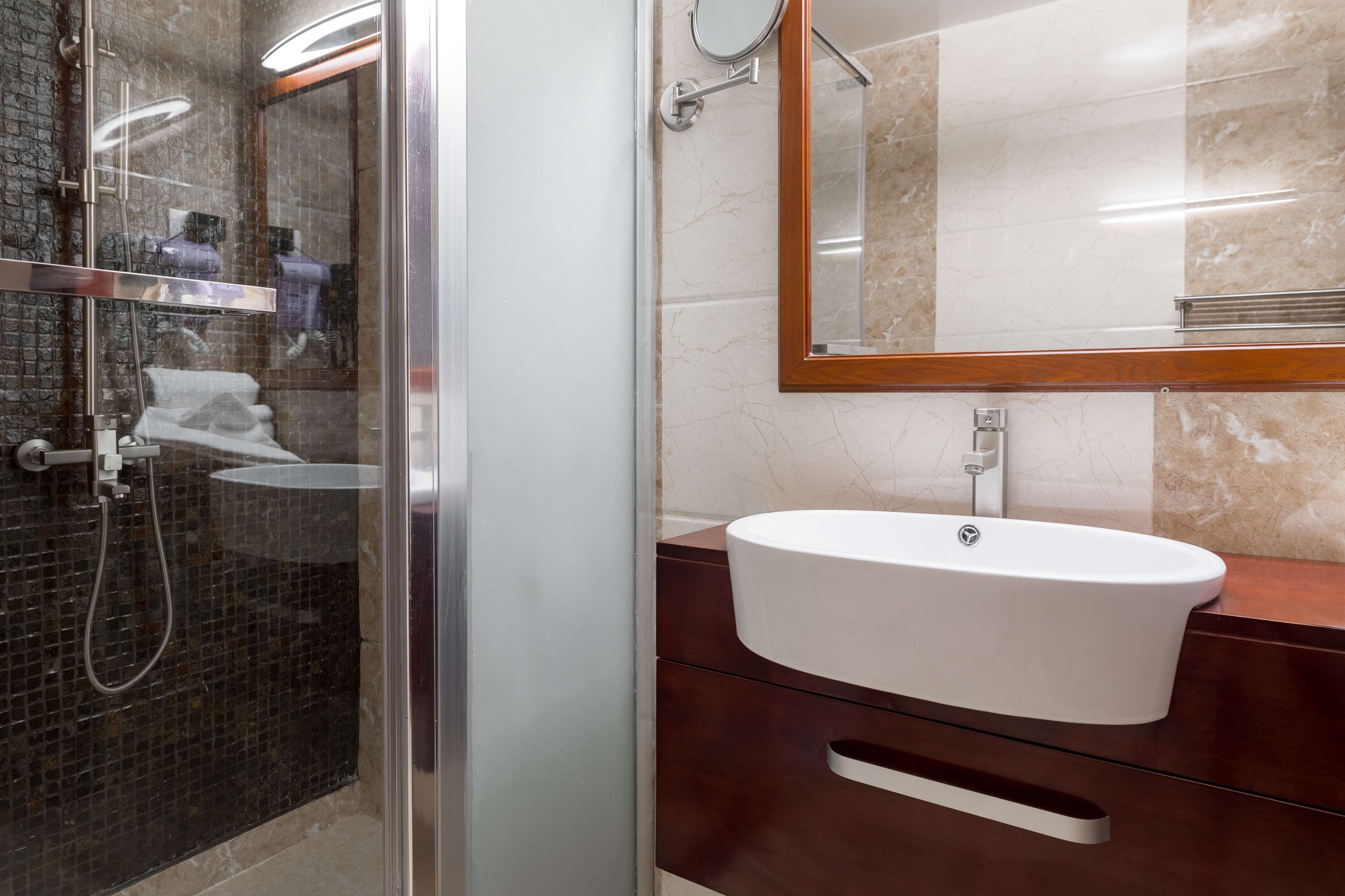 hair dryer, bathrobes, slippers, bidet