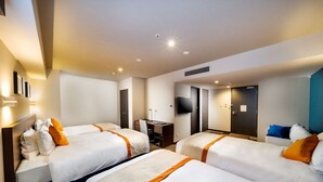 A hotel room with two beds, a desk, a TV, and a door leading to a bathroom. - Best Western Plus Fukuoka Tenjin-minami (Fukuoka)