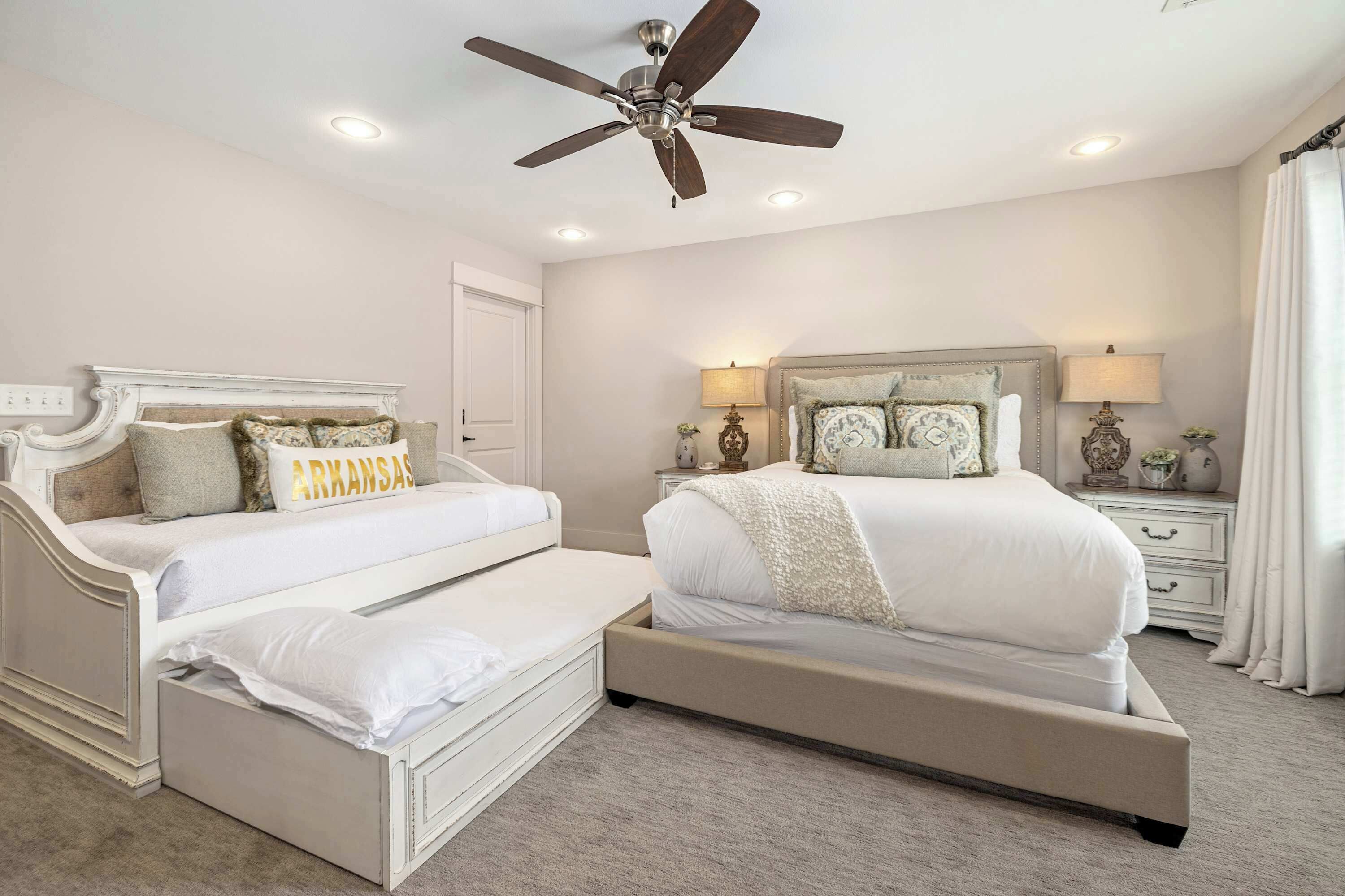 4 bedrooms, blackout drapes, iron/ironing board, WiFi