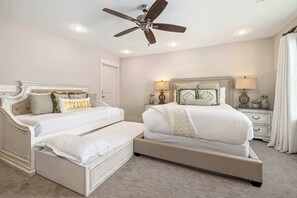 4 bedrooms, blackout drapes, iron/ironing board, WiFi