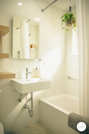 Hair dryer, towels, toilet paper