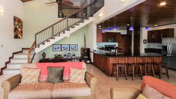 Luxury Villa, 4 Bedrooms, Private Pool, Ocean View | Living area | Flat-screen TV