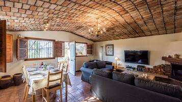 Télévision, cheminée, lecteur de DVD