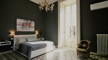 Hypo-allergenic bedding, down duvets, memory-foam beds, minibar