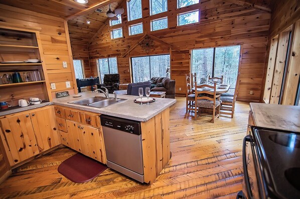 Oven, stovetop, dishwasher, coffee/tea maker