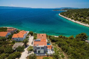 Aerial view - Beachfront Villa Azzurro With Pool (Okrug)