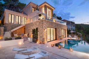 Front of property - evening/night - Luxury Villa Silent with Infinity Pool (Selca)
