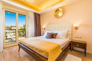 Deluxe-huoneisto | 1 makuuhuone, memory foam -patjalliset sängyt, minibaari