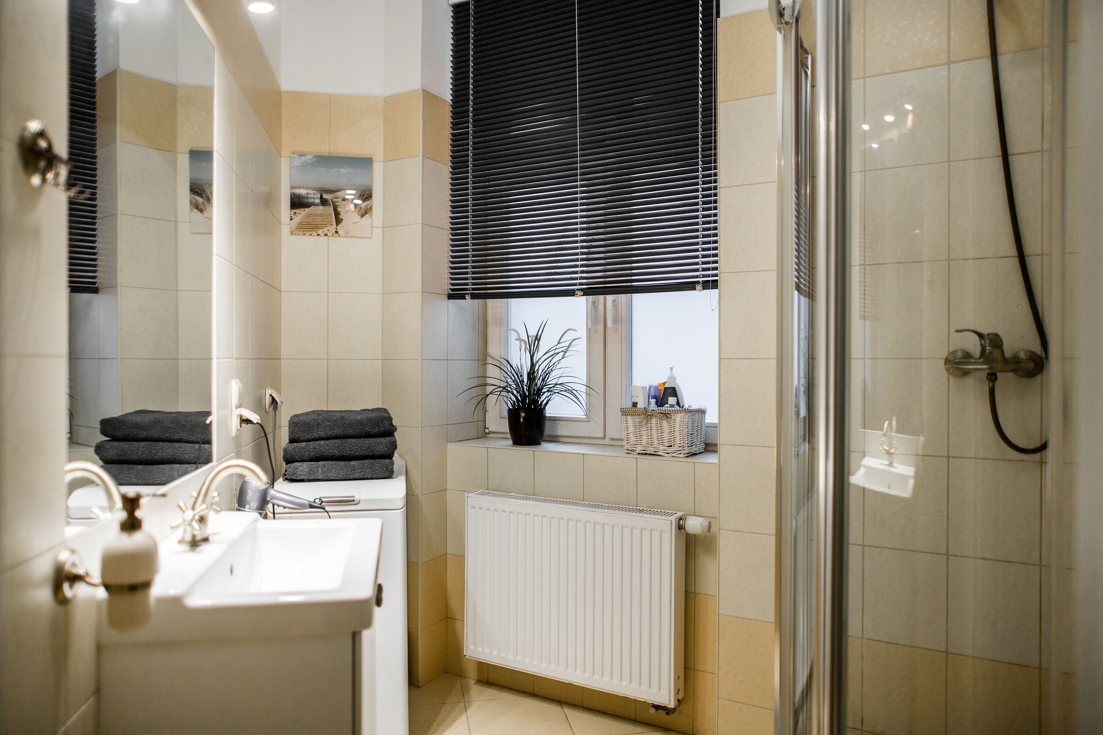 Family Apartment | Bathroom | Shower, free toiletries, hair dryer, bathrobes
