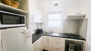 Fridge, microwave, oven, electric kettle