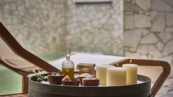 Outdoor treatment area, Turkish bath/hammam, body treatments