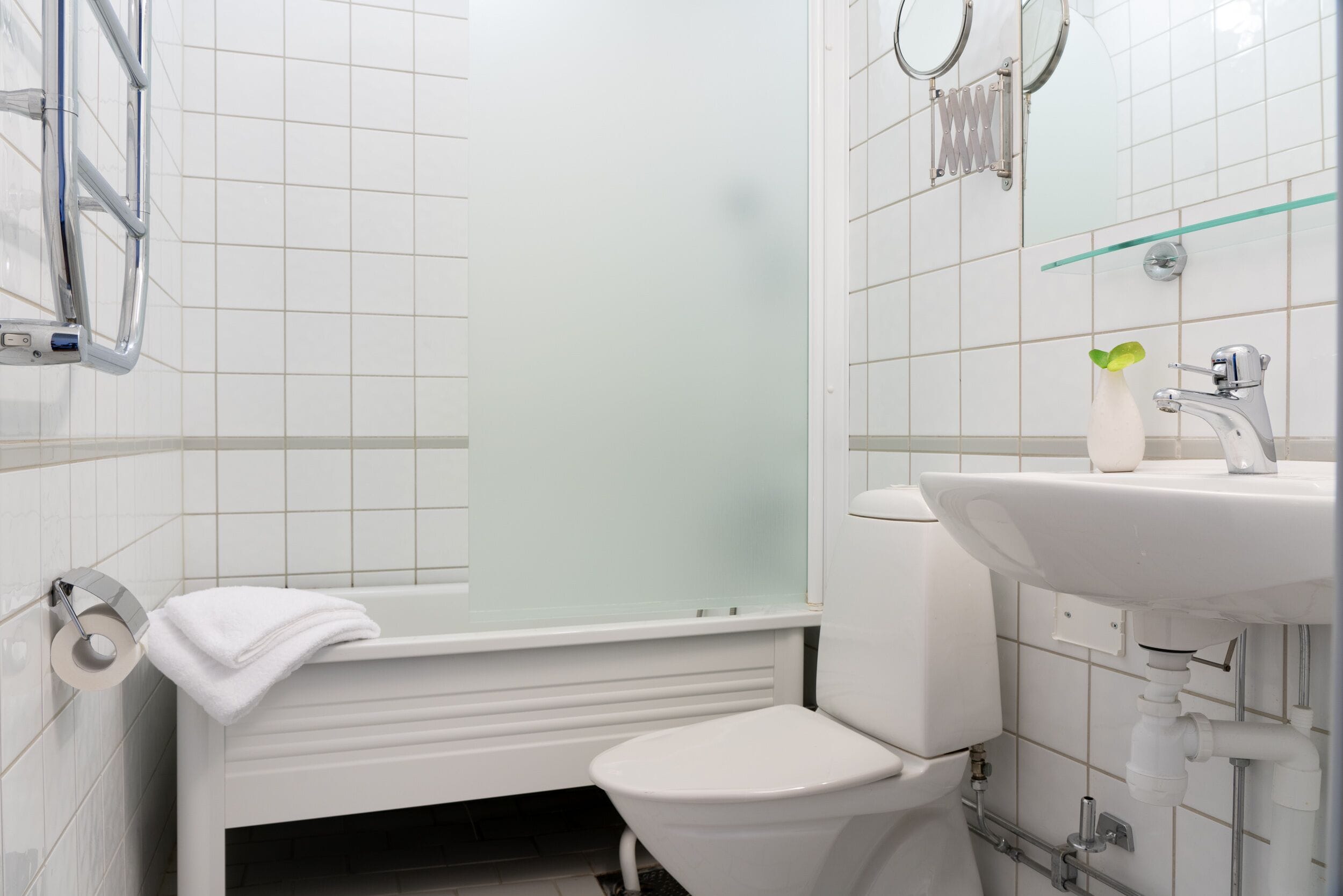 shower, eco-friendly toiletries, towels