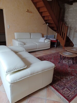 TV, DVD player, ping pong, books