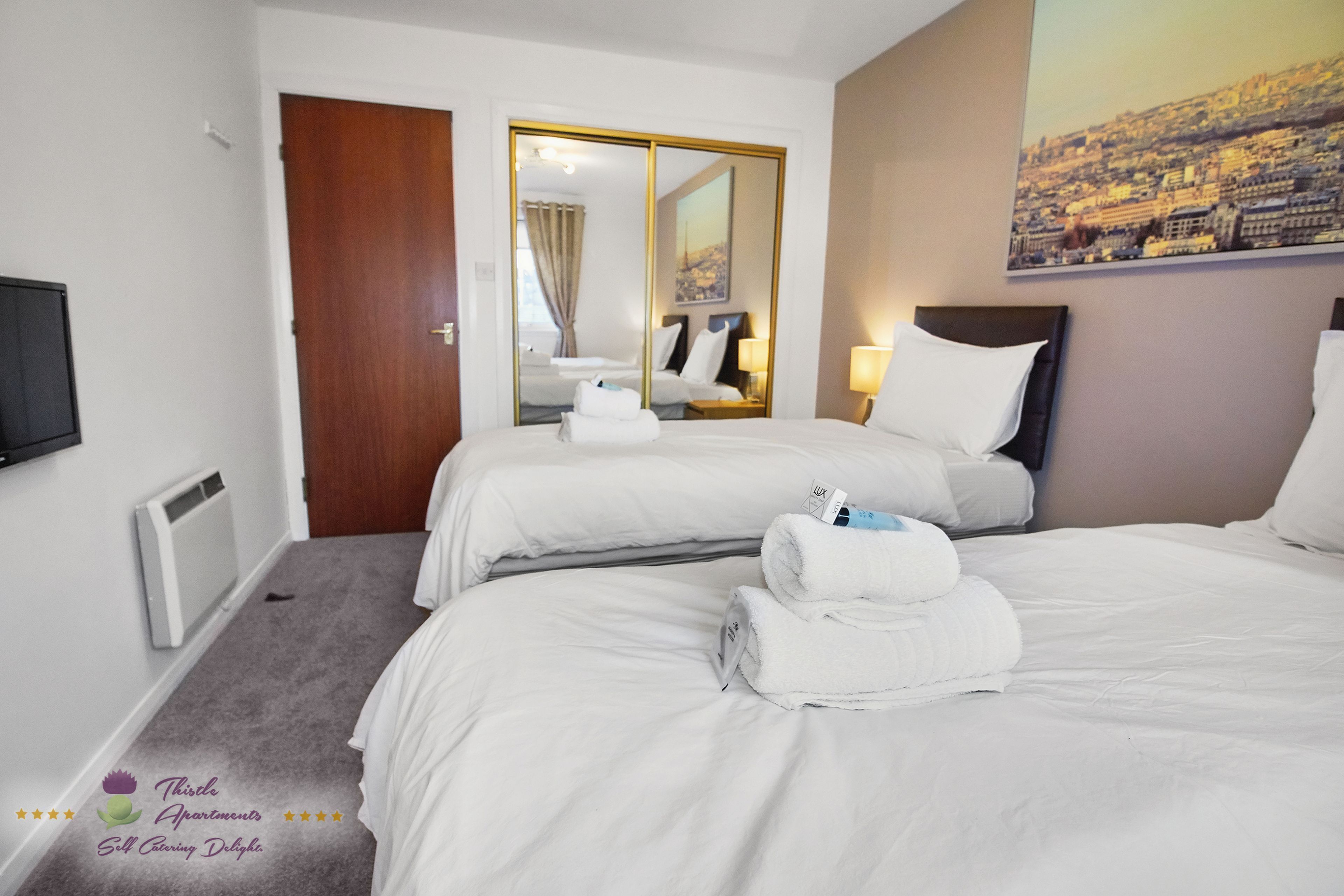 2 bedrooms, soundproofing, iron/ironing board, travel crib