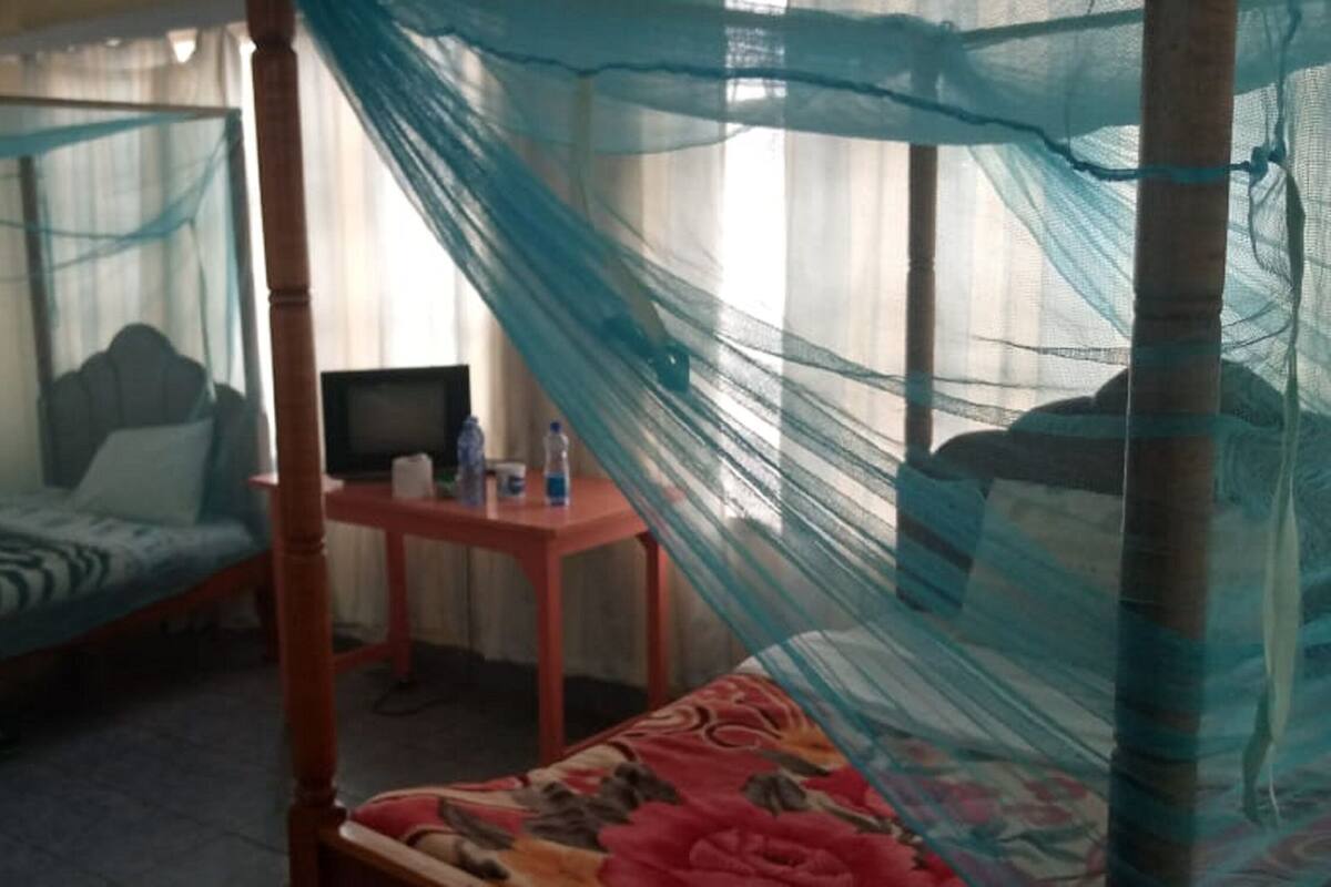 A room with a bed, a desk, and a computer.
