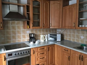Apartment | Private kitchen | Fridge, microwave, oven, stovetop