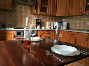 Apartment | Private kitchen | Fridge, microwave, oven, stovetop