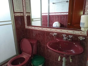 Shower, rainfall showerhead, free toiletries, towels - Hotel Marques Plaza (Ipiales)