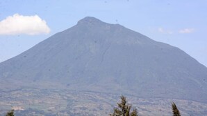 A mountain with a clear sky.