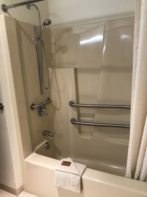Single Room, 1 Queen Bed, Accessible | Bathroom shower