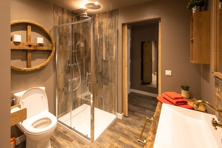Shower, free toiletries, hair dryer, towels. J&J Room - Exceptional accommodation near Provins. www.jj-accommodation.fr