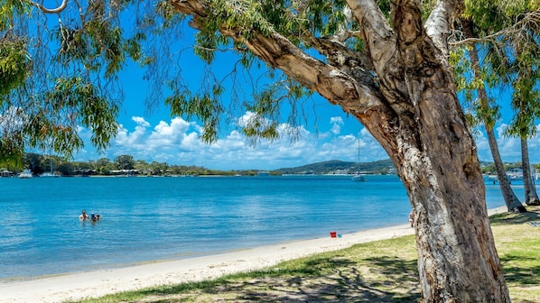 Beach nearby, beach umbrellas