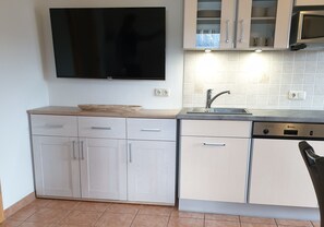 Kühlschrank, Mikrowelle, Herdplatte, Geschirrspüler