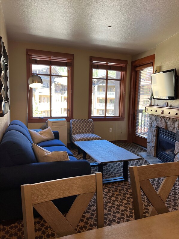 TV, fireplace, DVD player