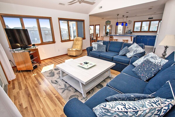 TV, DVD player, table football, books