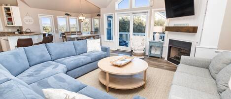 Téléviseur à écran plat, foyer, chaßne audio