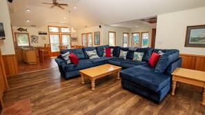 TV, fireplace, foosball