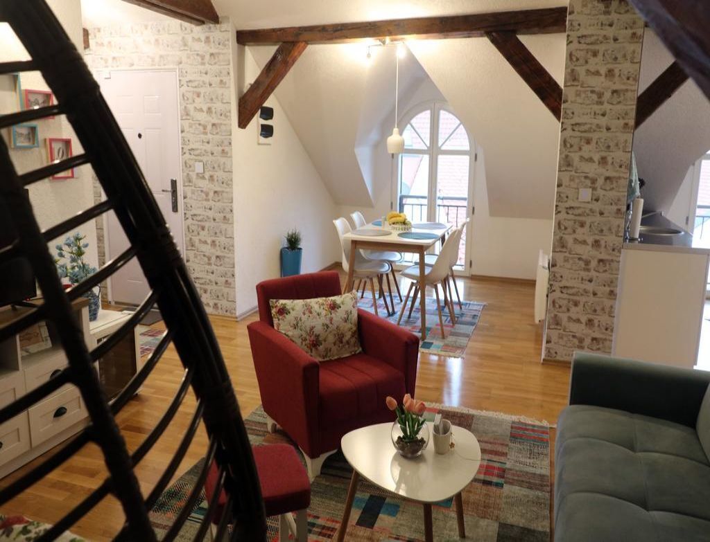 Flat-screen TV, fireplace, books