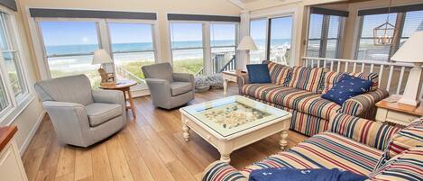 TV, fireplace, books