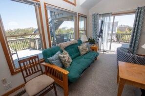 TV, fireplace, books - Oceanside, Private Pool, Hot Tub, Pool Table, WC817, Dancin' Dolphin (Corolla)