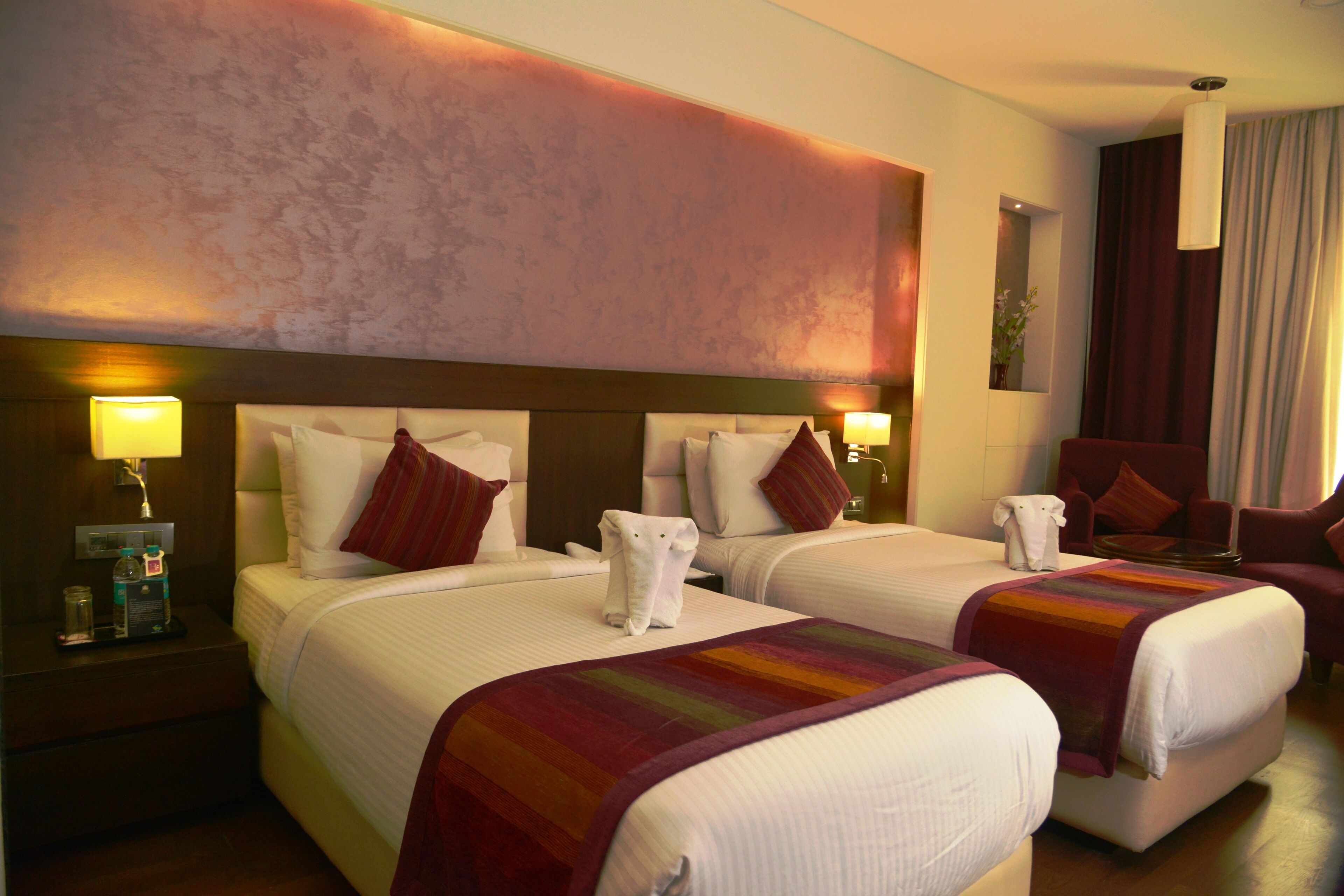 premium twin room, 2 single beds | in-room safe, desk, laptop workspace, blackout curtains