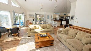 TV, fireplace, DVD player, books