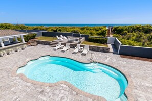 A heated pool - OCEANFRONT, Poolside Bar, Private Pool, Ocean  Views, PI49, Treasure Island (Corolla)