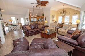 Télévision, cheminée, lecteur de DVD, chaîne hi-fi