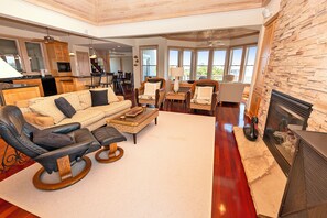 TV, fireplace - Oceanside, Screened Porch, 100 ft to Beach Access, SA180, Siren Song (Duck)