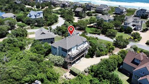 A residential area with houses, a beach, and a location marker. - Oceanside, Screened Porch, 100 ft to Beach Access, SA180, Siren Song (Duck)