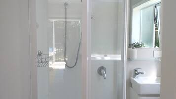 Hair dryer, towels, toilet paper